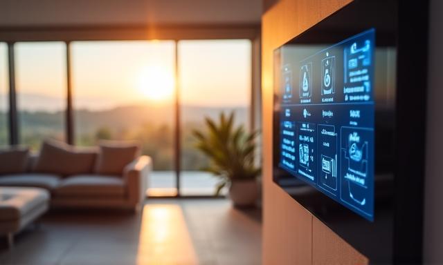 Minimalist smart home interior with integrated glass touch controls
